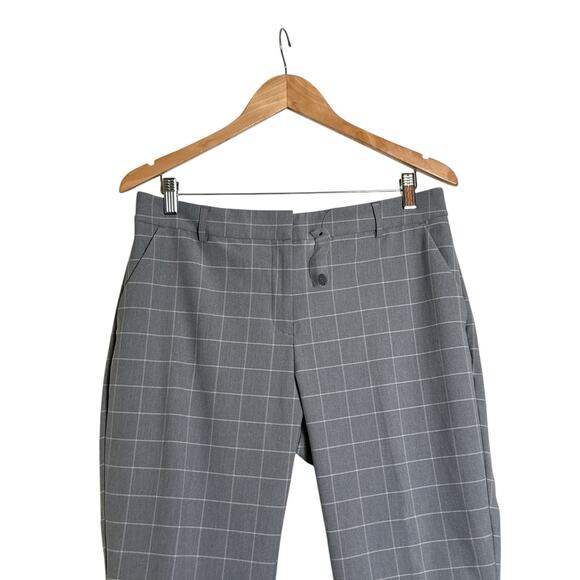 Express Columnist Women’s Ankle Pants – Gray Windowpane Plaid, Stretch, Size 12R - Picture 4 of 9